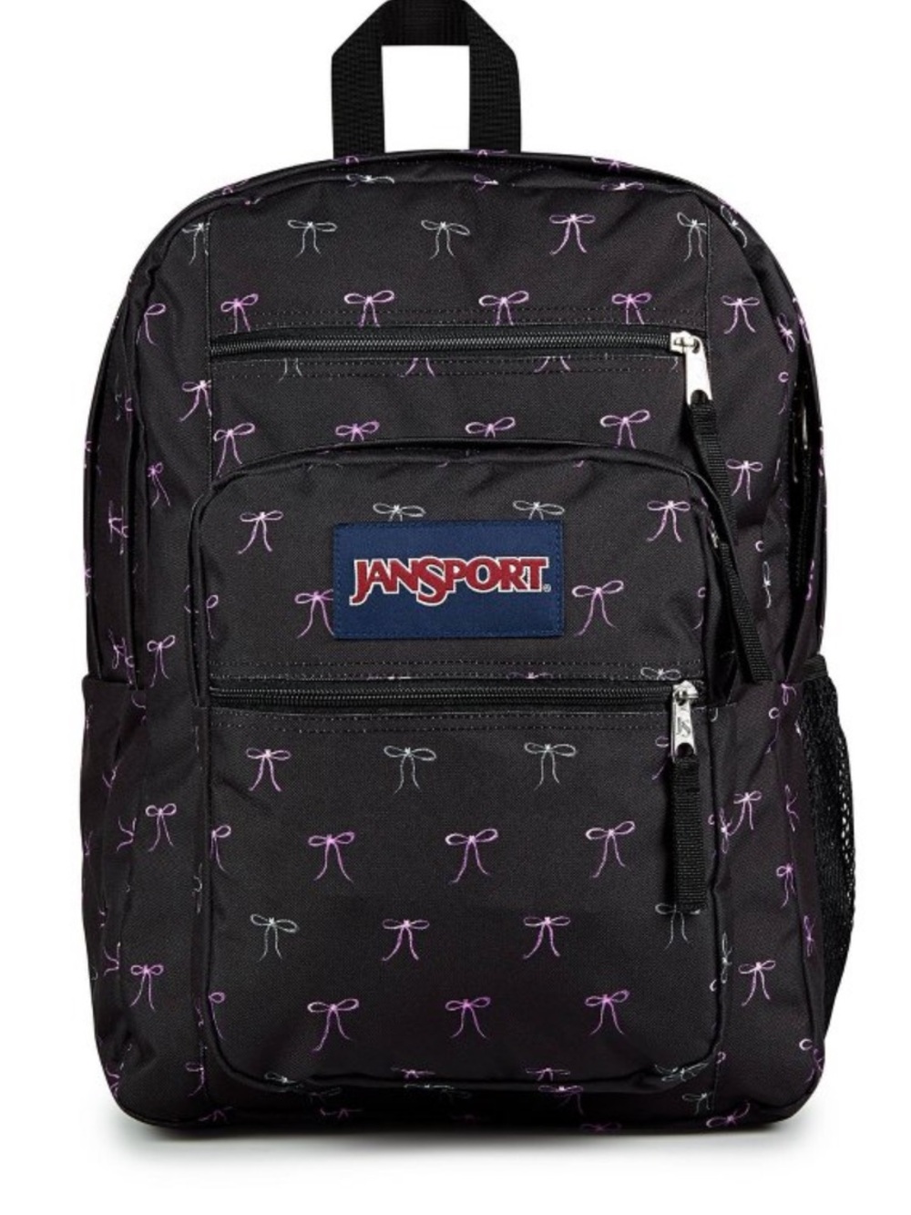 Jansport Big Student Cargo 17.5 backpack black with bows fits 15” laptop NWT - Picture 1 of 13